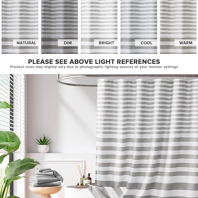 Madison Park Standard Shower Curtain for Bathroom, Grey Ombre, 72" x 72" | Ariana Ombre Cozy, Spa Quality Modern Waffle Weave Contemporary, 3M Scotchgard Treatment, Machine Washable