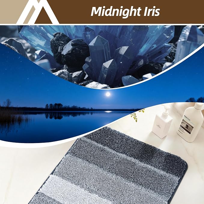 COSY HOMEER Bathroom Rugs 24x17,Ultra Soft Absorbent Bath Mat,Dark Blue | Non-Slip TPR Backing Stays in Place, Machine Washable Bath Rugs Shaggy Rug for Bathroom Floor