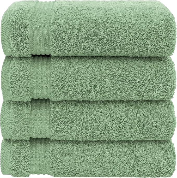 American Veteran Towel, Hand Towels for Bathroom Set of 4, 100% Cotton Turkish Hand Towel Sets, Soft Hand Face Towels, Sage Green Hand Towels
