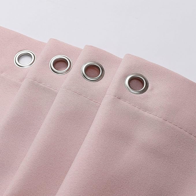 Zora 96 Inch Shower Curtain Set with 12 Plastic Hooks, Plain Fabric Shower Curtain for Bathroom - Extra Long Shower Curtain, Water Resistance, Machine Washable Soft Cloth, 72WX96L, Blush Pink