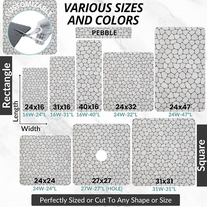 Non Slip Bathtub Mat Shower Mat for Tub - Loofah Bath Mats for Bathroom - 40x16 Bathtub Floor Mat - Textured Anti Slip Bath Mat Without Suction Cups - Secure Mat for Wet Areas (40x16 Pebble)