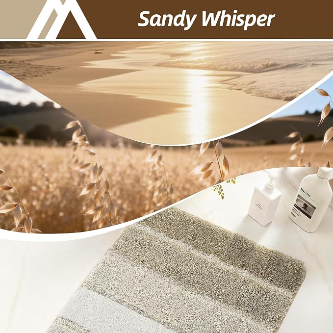 COSY HOMEER Bathroom Rugs 36x24,Ultra Soft Absorbent Bath Mat,Beige | Non-Slip TPR Backing Stays in Place, Machine Washable Bath Rugs Shaggy Rug for Bathroom Floor