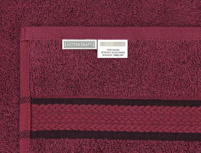 COTTON CRAFT Ultra Soft Washcloths - 12 Pack 100% Ringspun Cotton Facecloth | Large 12x12 Burgundy Washcloths - Plush 580 GSM Absorbent Quick Dry Everyday Luxurious Wash Towels for Baby Spa Gym Travel