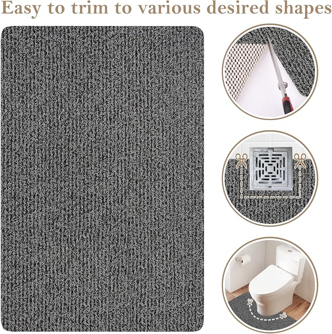 SoftDuo Shower Mat Bathtub Mat Non-Slip Soft Tub Mat | 47x16 inch,PVC Loofah Bath Mat with Drain for Tub and Bathroom,Quick Drying,Black