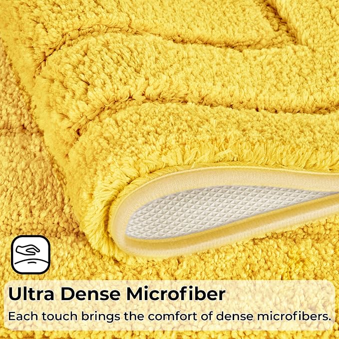 GRANNY SAYS Yellow U Shaped Toilet Rug 20" x 24", Non-Slip Bath Mat | Soft microfiber, TPR backing, absorbs water quickly, machine washable, fits around most standard toilet bases