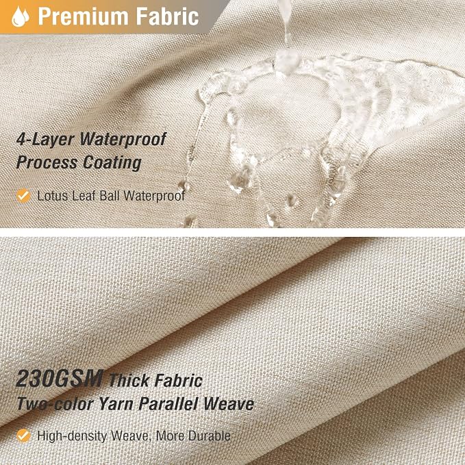 180x72 Linen Textured Waterproof Fabric Shower Curtain, Beige/Cream | Clawfoot Tub Size, 230GSM Polyester, Heavy Duty Cloth, Weighted Hem, 32 Plastic Hooks, Modern Hotel Style, Machine Washable