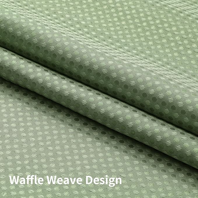 Colorful Star Sage Green No Hook Waffle Shower Curtain Set, 72 x 75 Inch | Waterproof Shower Curtain with Snap in Fabric Liner and Mesh Top Window, Hotel Style Heavy Duty Thick Bathroom Curtain