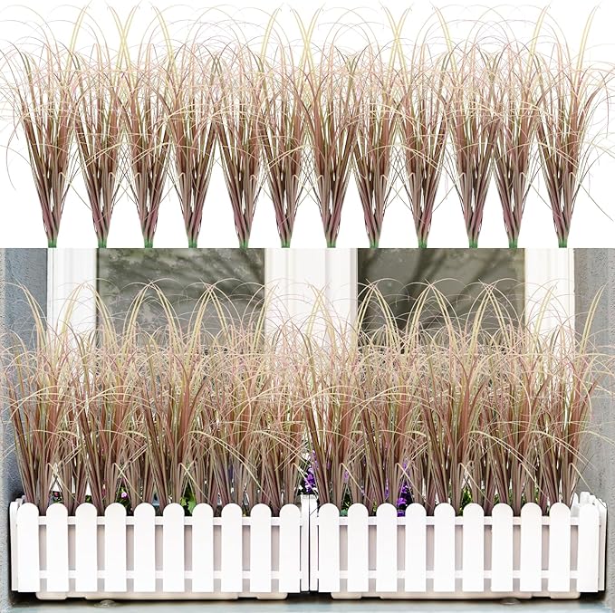 36Pcs Artificial Grass Plants, Faux Shrubs Wheat Grass, Artificial Tall Grass Fake Plants for Outdoor Decor,Artificial Greenery Stems Weed for Room Indoor Home Decor（Light Purple）