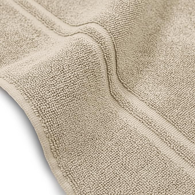 2 Piece Bath Mats 20 x 32 Inches, Beige | 100% Cotton Terry Bath Mats, Super Absorbent, Hotel Quality Premium Floor Towels, Luxurious, Soft & Quick Dry