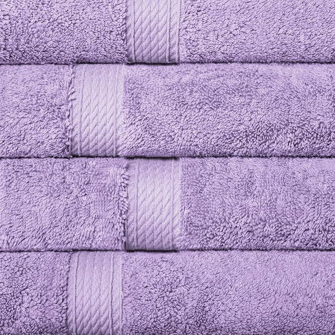 SUPERIOR Egyptian Cotton Plush & Absorbent, Hand Towel Set of 4, Purple | Quick Dry, Soft Luxury Towel Set, Bath Essentials for Bathroom, Guest Bath, Spa, 4 Piece Set, Madeline Towels