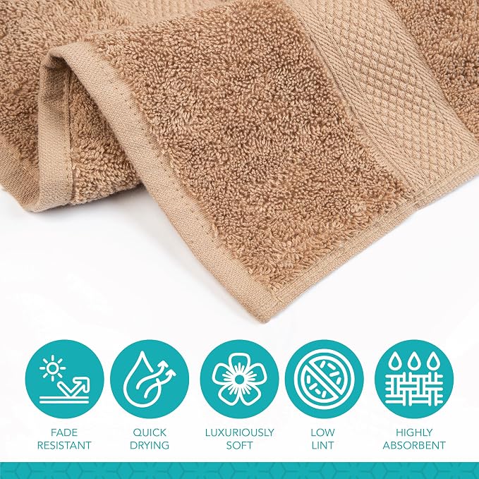 Pleasant Home Bath Towels Set of 6 (24” x 50”) 100% Cotton, Mocha | 515 GSM | Lightweight, Soft & Highly Absorbent Luxury Towels for Bathroom | for Gym, Pool & Spa