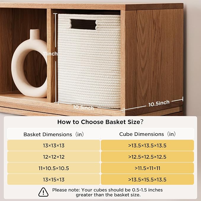 UBBCARE Storage Cubes 11 Inch, Cotton Rope Woven Baskets for Organizing, Cube Storage Bin for Baby Nursery, 2-Pack Square Toy Storage Baskets for Shleves Organizer, Closet, Kidsroom, All Browm