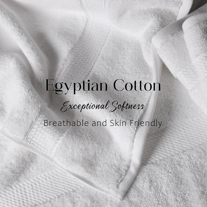 Superior Egyptian Cotton Plush & Absorbent, Bath Towel Set of 2, White | Quick Dry, Soft Luxury Towel Set, Bath Essentials for Bathroom, Guest Bath, Spa, 2 Piece Bath, Madeline Towels