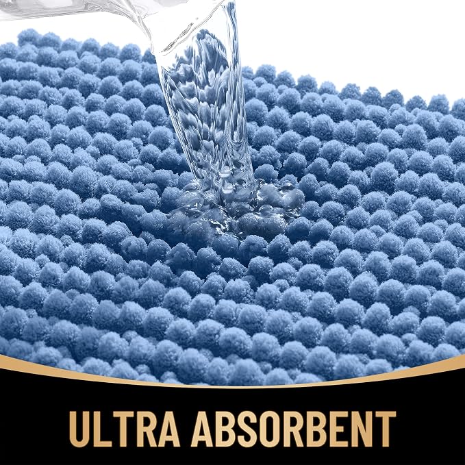 OLANLY Thick Chenille Bathroom Runner Rugs Mats 47x24, Cornflower Blue | Soft Absorbent Bath Rugs, Rubber Backing, Machine Wash Dry, Bath Mats for Bathroom, Tub and Shower, Home Decor Accessories