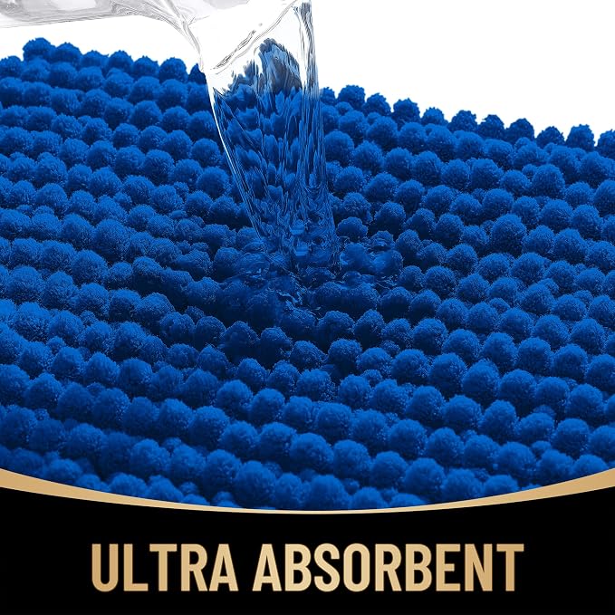 OLANLY Thick Chenille Absorbent Bathroom Rugs Mat 30x20, Royal Blue | Soft Bath Rugs, Rubber Backing, Machine Wash Dry, Bath Mats for Bathroom, Tub and Shower, Home Decor Accessories