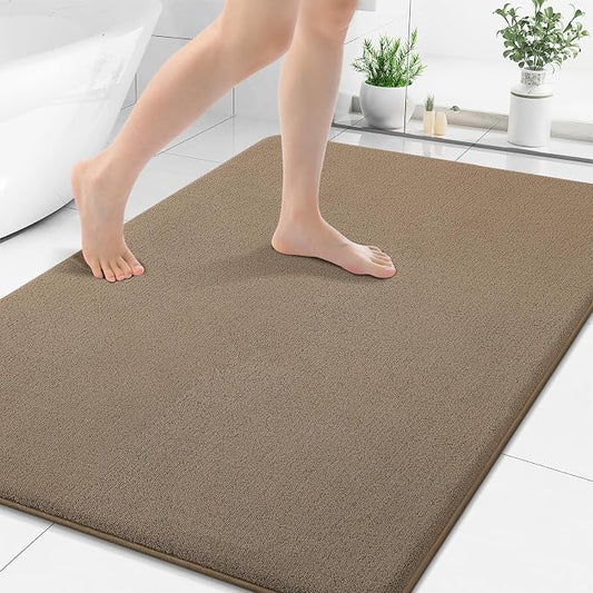 Smiry Memory Foam Bath Mat 44x32, Extra Soft Absorbent Bathroom Rugs | Camel Quick Dry, Machine Washable Bath Mats for Bathroom, Shower, Tub and Home Decor Accessories