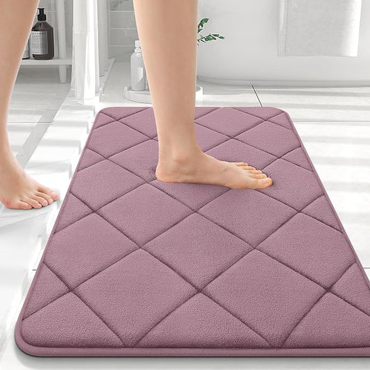OLANLY Memory Foam Bath Mat 36x24, Ultra Soft and Absorbent Bathroom Rugs | Deep Plum, Quick Dry, Machine Washable Shower Bath Rugs, Comfortable Bath Carpet for Bathroom Floor, Tub and Shower