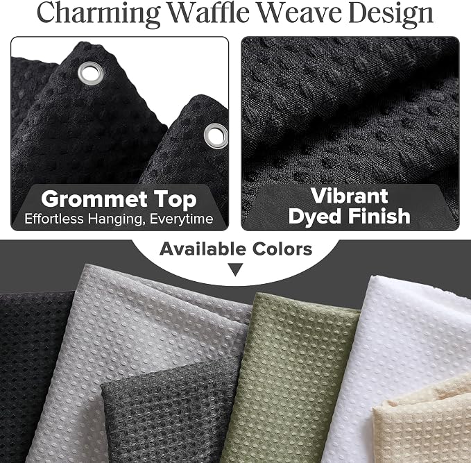 Madison Park Arbor Waffle Stall Shower Curtain, 36 x 72, Black Solid | Adds Privacy, Machine Washable, Farmhouse, OEKO-TEX Certified Bathroom Curtain, 3M Scotchgard Moisture Management