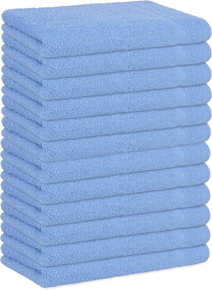 Basic Hand Towels 16x26 Inches – Bulk Pack of 24 – Blue Color – Soft and Absorbent Multipurpose Cotton Towels for Bathroom, Spa, Gym, Salon, Hotel, and Everyday Use