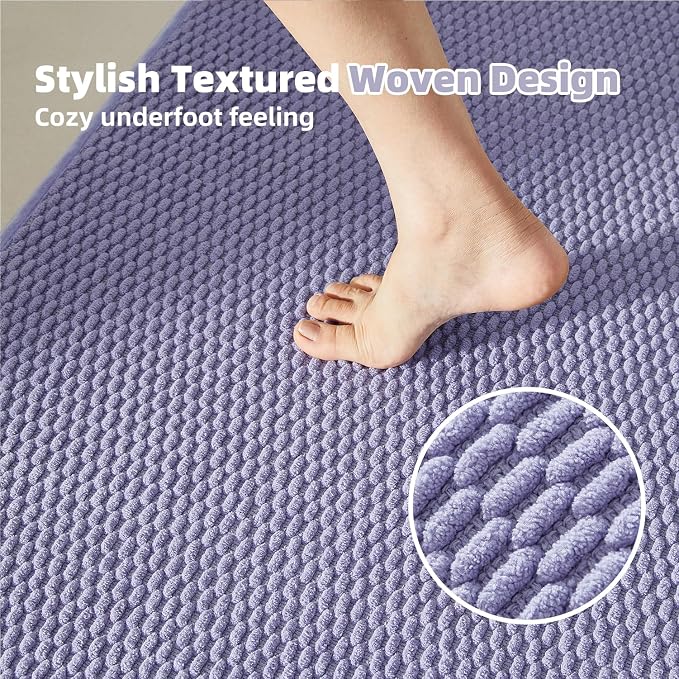 TYUU Bathroom Runner Rug, Long Bath Mat Washable Thin Quick Dry Low Pile Bathroom Runner Rugs 24 x 60 Non Slip, Lavender 24"x60"