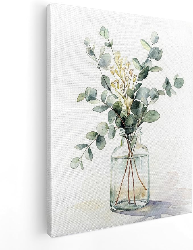 QICLM Sage Green Eucalyptus Framed Wall Art Poster, Farmhouse Bathroom Wall Decor, Sage Green Eucalyptus Plant Wall Prints for Home Bathroom Living Room Bedroom, 11x14 Inch (Style 4)