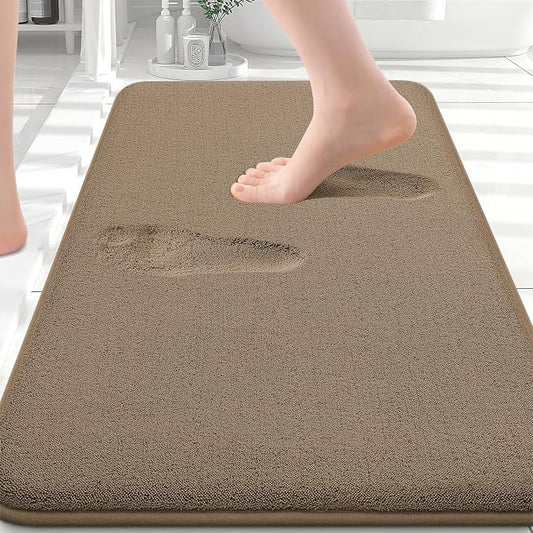 Smiry Memory Foam Bath Mat 30x20, Extra Soft Absorbent Bathroom Rugs | Camel Quick Dry, Machine Washable Bath Mats for Bathroom, Shower, Tub and Home Decor Accessories