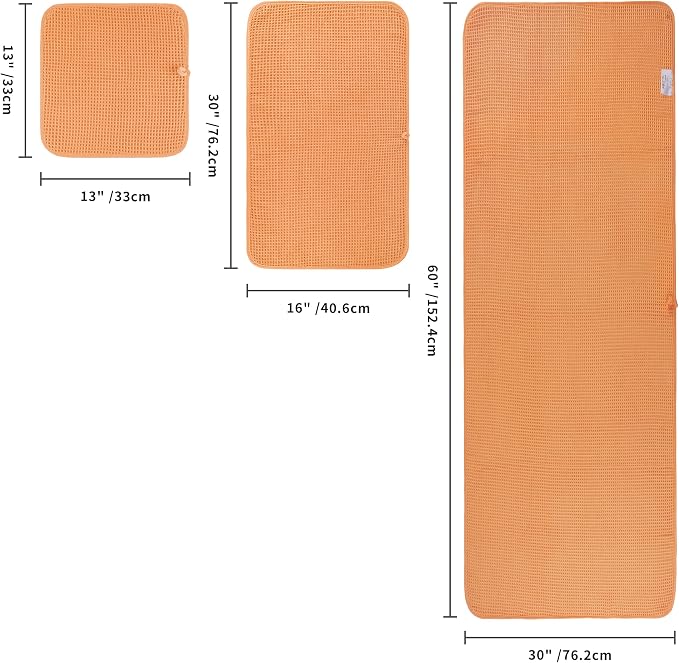 POLYTE 430 GSM Poly Blend Microfiber Quick Dry Waffle Bath Towel Set of 6 | 2-Body Towels, 2-Hand Towels, 2-Wash cloths, Oversize, Lint Free