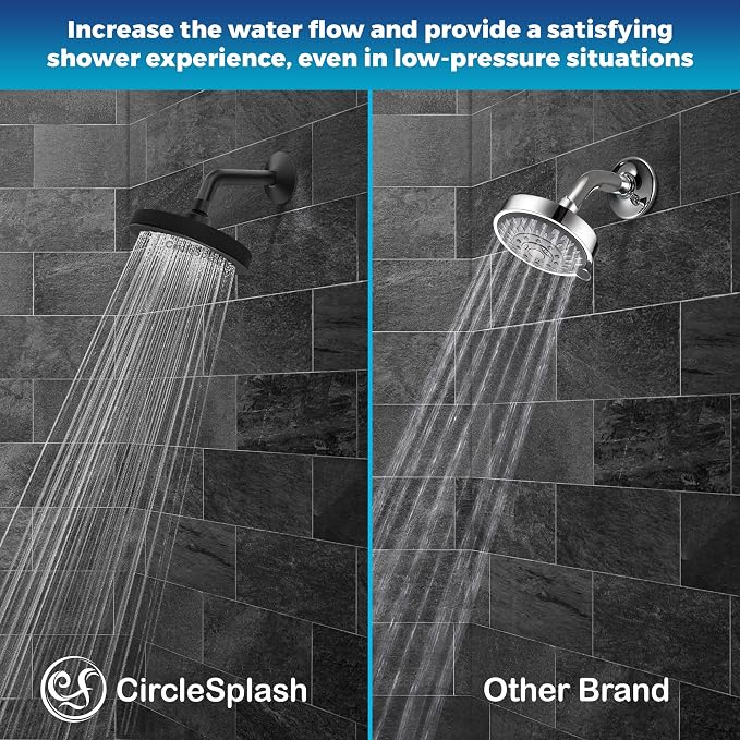Shower Head - High Pressure 2.5 GPM - Oil Rubbed Bronze | Anti-clog silicone nozzles, removable restrictor, easy-clean fixed replacement