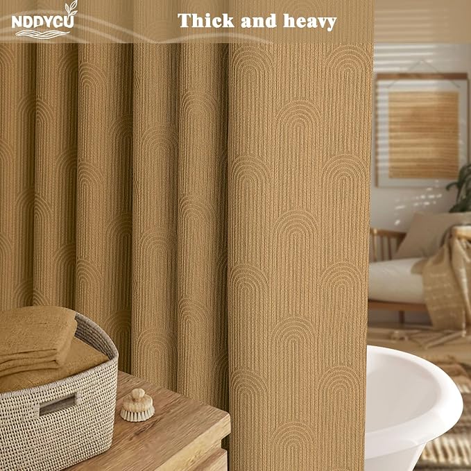 Terracotta Boho Cotton Shower Curtain Arch,48" W x 72" L | Minimalist Shower Curtain for Bathroom