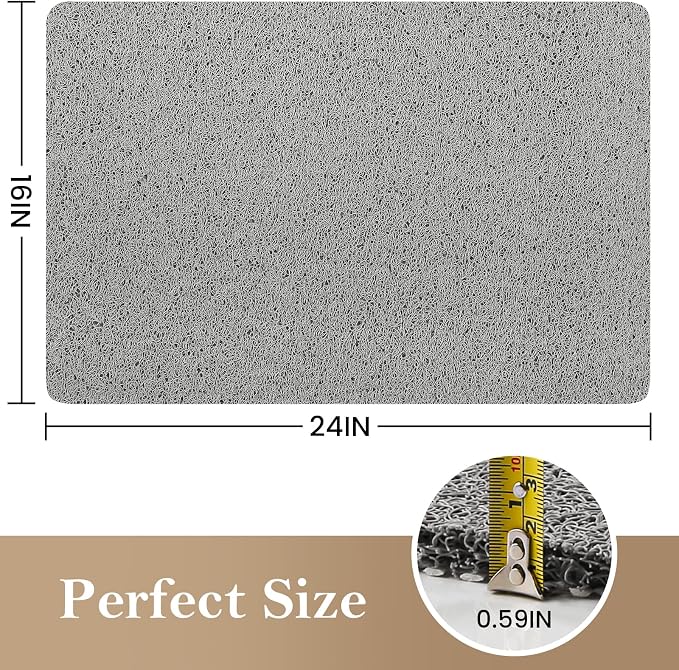 SoftDuo Shower Mat Bathtub Mat Non-Slip Soft Tub Mat | 24x16 inch,PVC Loofah Bath Mat with Drain for Tub and Bathroom,Quick Drying,Grey