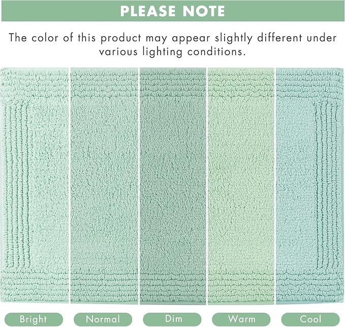 Madison Park Splendor Reversible 100% Cotton Bath Rug, 20 x 30, Green | Tufted Bathroom Mat, 3000 GSM, Hotel Quality, Luxurious Plush, Medium Pile, Absorbent, Quick Dry, OEKO-TEX, Shower Room Décor