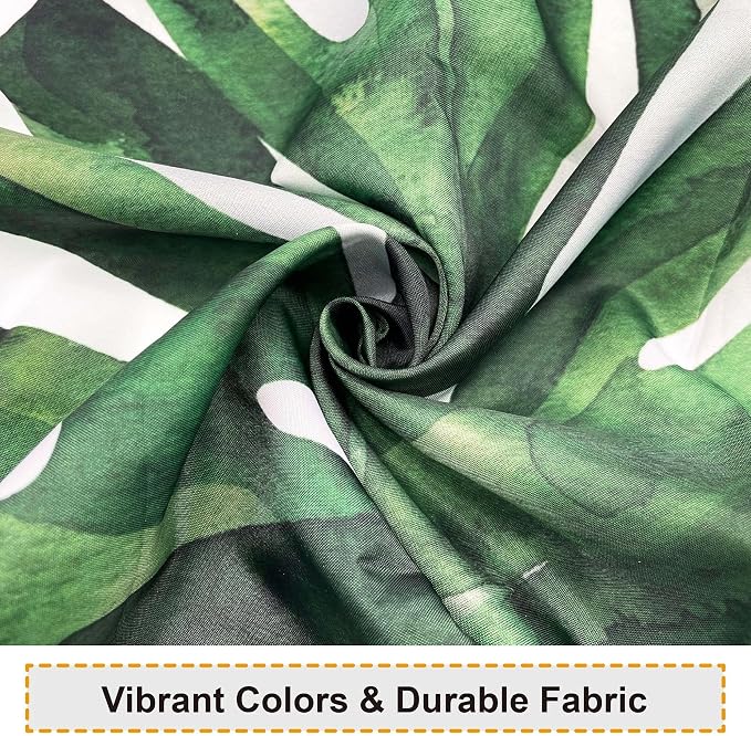 Baccessor Extra Long Tropical Green Leaf Shower Curtain Waterproof Washable Fabric Summer Botanical Banana Monstera Leaf Palm Tree Bathroom Shower Curtain with Hooks Weighted 72 W x 84 L Inch