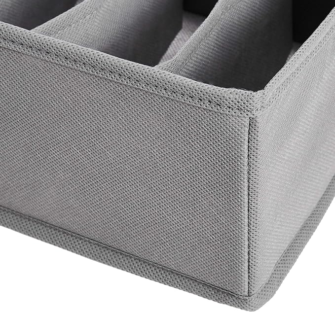 Amazon Basics Deep Drawer Organizer for Clothes, Collapsible Storage Boxes for Socks, Underwear and Baby Items, Set of 4, Gray | Pack of 2