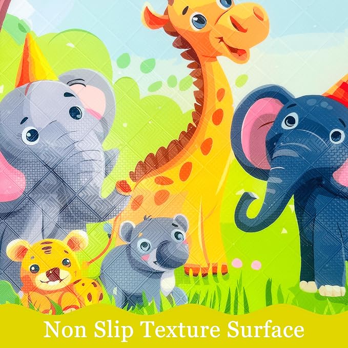 Bath Mats for Tub Kids,Baby Toddler - Large Cartoon Non-Slip Bathroom Bathtub Anti-Slip Shower Mats for Floor 35x15,Machine Washable XL Size Bathroom Mats (Jungle Friends)