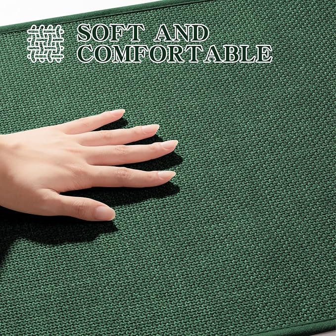 Bathroom Rugs Mat 24x17, Ultra Thin Non Slip Bath Mat Small Quick Dry Absorbent Bath Mat for Bathroom Floor, (Green, 24"x17")