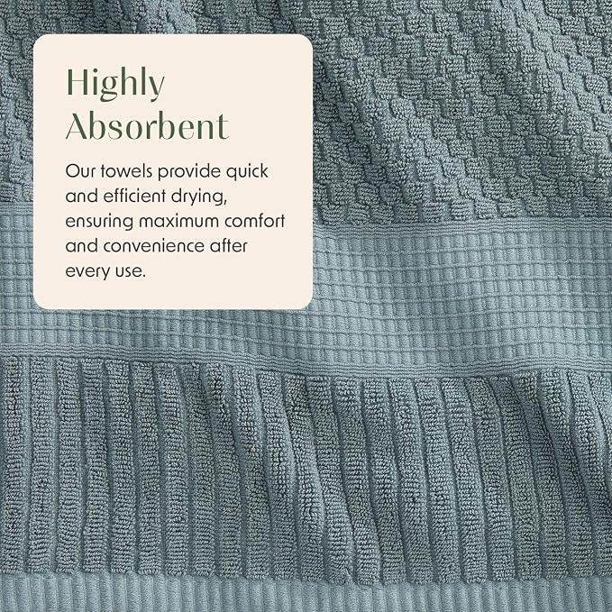 6 Pack 100% Cotton Hand Towels | Green Towels | Oeko‑TEX Standard 100 | Soft & Absorbent, Quick‑Dry | Trinity Collection - Stormy Sea