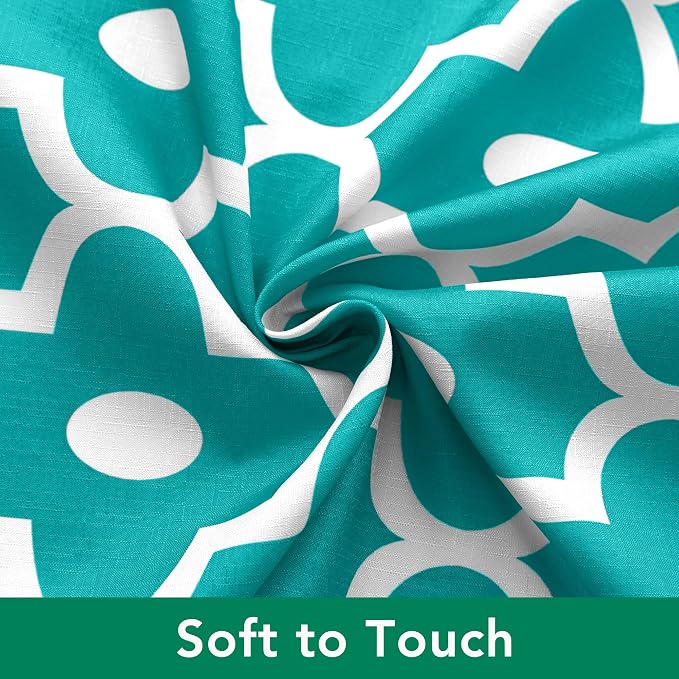 Biscaynebay Extra Long Textured Fabric Shower Curtains 72" W x 84" L, Turquoise Morocco Pearl Printed Hotel Spa Luxury Decorative Bathroom Curtain Machine Washable