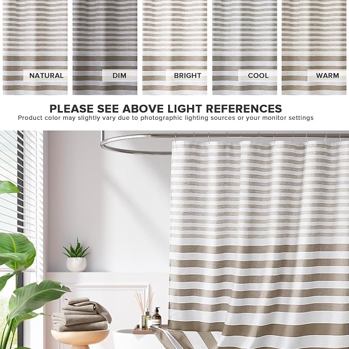 Madison Park Long Shower Curtain for Bathroom, Taupe Ombre, 72" x 78" | Ariana Ombre Cozy, Spa Quality Modern Waffle Weave Contemporary, 3M Scotchgard Treatment, Machine Washable