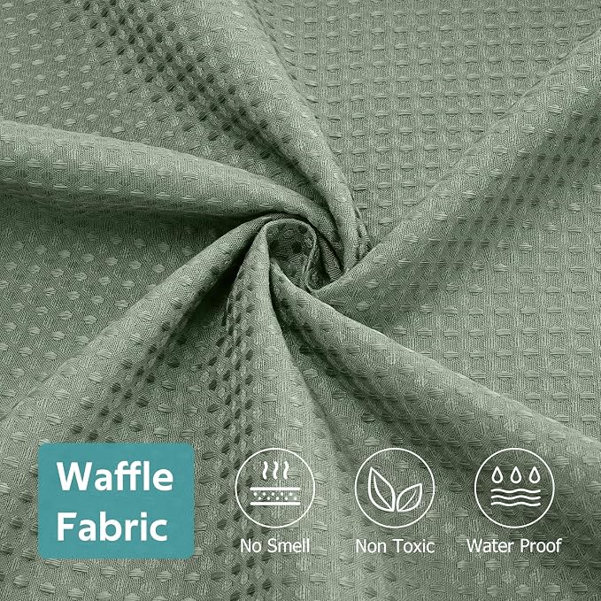 3 in 1 Shower Curtain Set, Waffle Shower Curtain and Liner Set with 6 Double Sided Shower Curtain Hooks, 258GSM Luxury Weighted Cloth Shower Curtain for Shower Stall, 36 W x 72 H, Sage Green