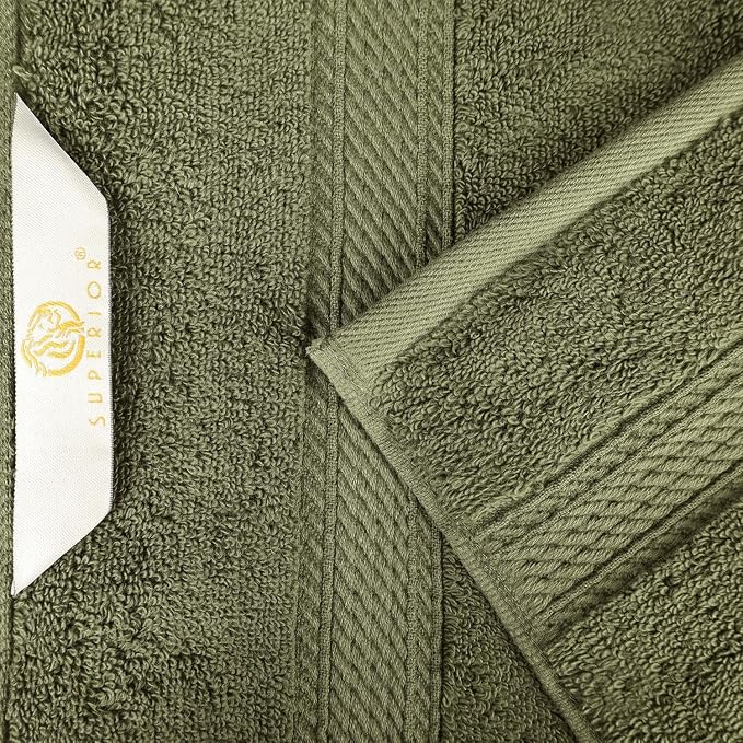Superior Egyptian Cotton 800 GSM Plush Absorbent, 9 Piece Set, Forest Green | Quick Dry, Soft Luxury Towel Set, Bath Essentials, Guest Bath, Spa, 3 Bath, 3 Hand, 3 Face Towel, Madeline Towels