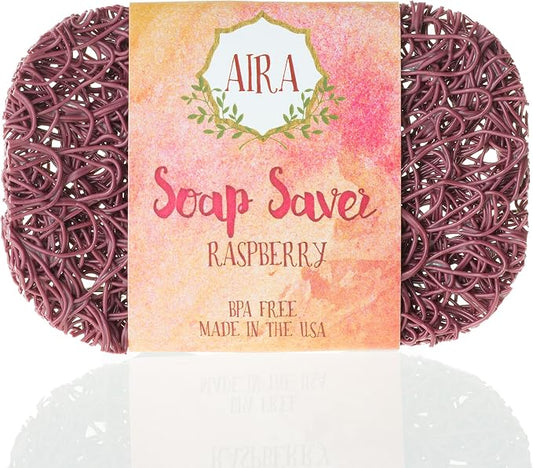 Aira Soap Saver - Soap Dish & Soap Holder Accessory - BPA Free Shower & Bath Soap Holder - USA - Drains Water, Circulates Air, Extends Soap Life - Easy to Clean, Fits All Soap Dish Sets - Raspberry