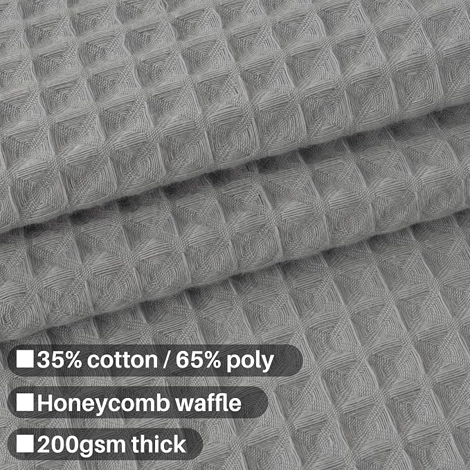 Barossa Design Waffle Weave Long Shower Curtain, Lake Wanaka Gray, 72x78 | Heavy Weight Fabric, Cotton Blend, Hotel Luxury Spa, Machine Washable, 72x78 Long Cloth Curtain for Bathroom