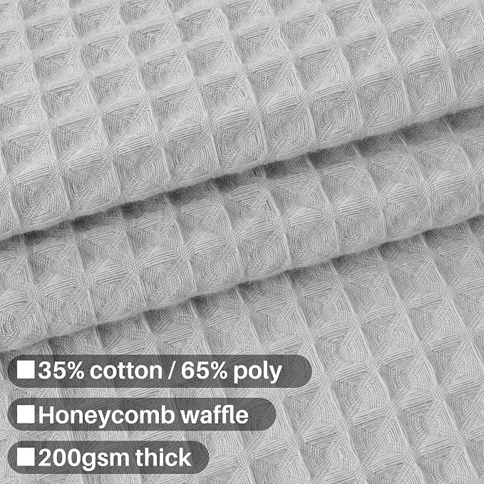 Barossa Design Waffle Weave Shower Curtain, Lake Wanaka Gray, 72x72 | Heavy Weight Fabric, Cotton Blend, Hotel Luxury Spa, Machine Washable, 72x72 Long Cloth Curtain for Bathroom
