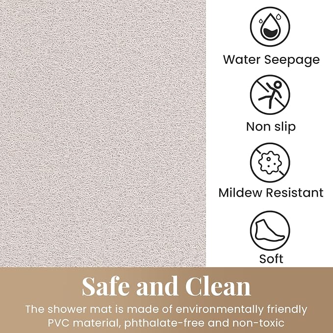 SoftDuo Shower Mat Bathtub Mat Non-Slip Soft Tub Mat | 47x16 inch,PVC Loofah Bath Mat with Drain for Tub and Bathroom,Quick Drying,White