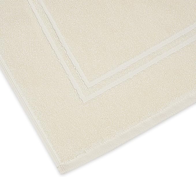 2 Piece Bath Mats 20 x 32 Inches, Ivory | 100% Cotton Terry Bath Mats, Super Absorbent, Hotel Quality Premium Floor Towels, Luxurious, Soft & Quick Dry