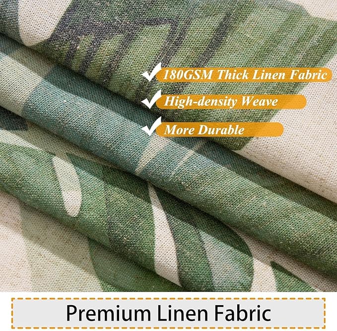 Baccessor Linen Shower Curtain Tropical Green Leaf Shower Curtains Botanical Banana Monstera Leaf Palm Tree Water Repellent Heavy Duty Fabric Cloth Shower Curtain for Bathtubs Hotel 72 W X 72 L Inch