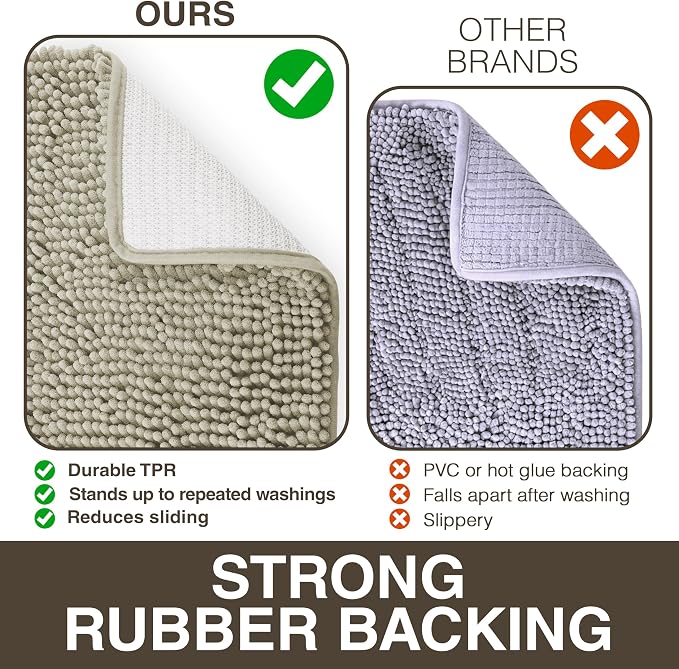 Neater Home Plush Bathroom Rugs 36x24 Thick Chenille Quick Dry Microfiber Absorbent Bath Mat, Soft Bath Rugs, Machine Washable Bathroom Floor Mat for Tub Shower Sink, Home Decor Accessories, Tan