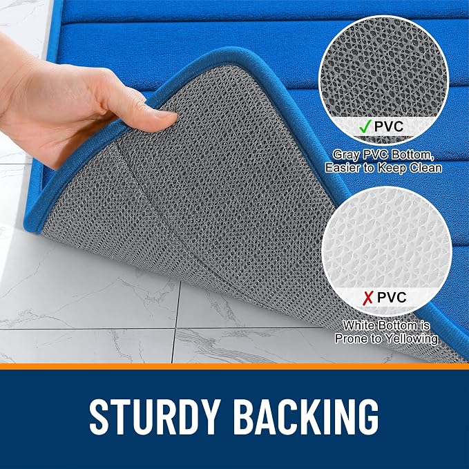 OLANLY Memory Foam Bath Mat 30x20, Super Soft and Absorbent Bathroom Rugs | Royal Blue, Quick Dry Bath Rug, Machine Washable Shower Floor Mats, Bathmat Carpet for Bathroom Floor, Tub and Shower