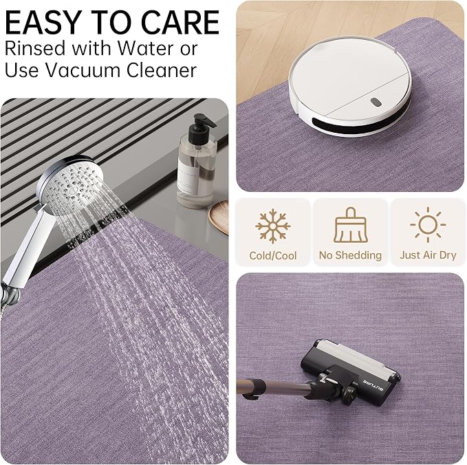 Mecko Bath Mat Ultra Thin Lavender Purple, 20"x32" | -Non-Slip,Quick Dry,Absorbent Bathroom Rug Suit For Tile floors,Easy Care Shower Rug in Front of Bathtub,Sink,Shower