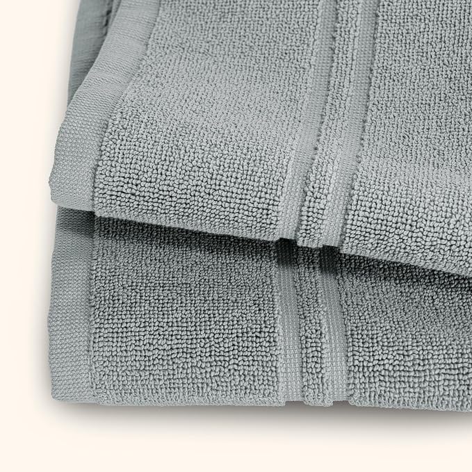 2 Piece Bath Mats 20 x 32 Inches, Cool Grey | 100% Cotton Terry Bath Mats, Super Absorbent, Hotel Quality Premium Floor Towels, Luxurious, Soft & Quick Dry